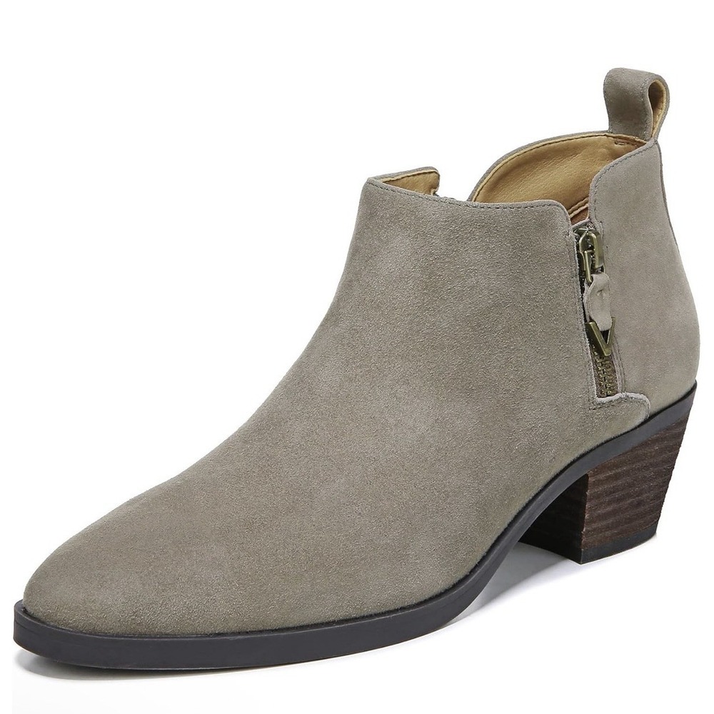 Vionic Ankle Boot Bootie Cecily‎ Stone Gray Suede Womens 10 Medium Orthotic New